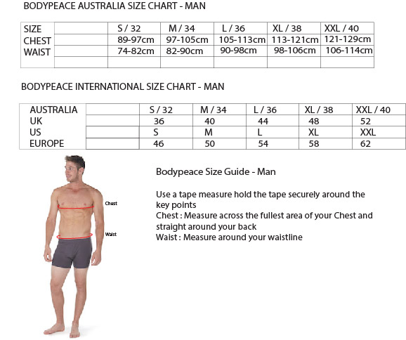 International Size Chart Australia