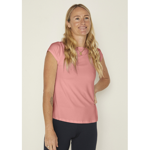 Bamboo Boat Neck T Shirt - Pink Clay